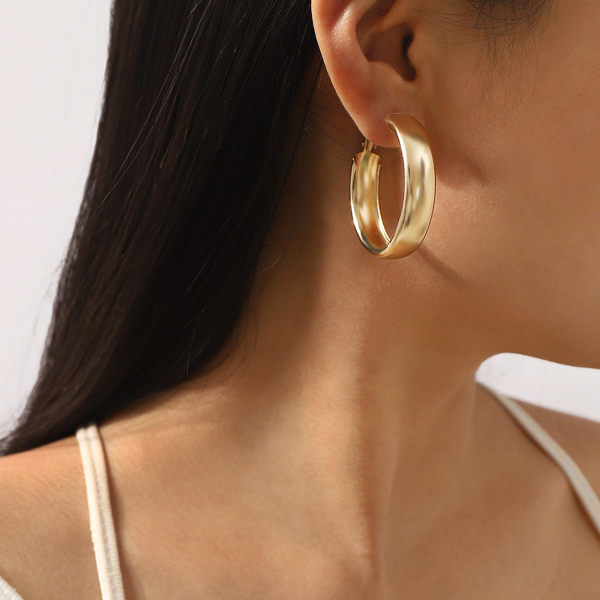 Pendientes de botón geométricos bañados en oro para mujer, elegantes, para uso informal de negocios