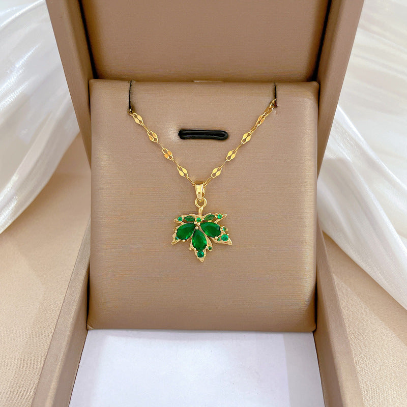 Collar con colgante de diamantes de imitación, geométrico y minimalista, de acero de titanio para mujer, cadena irregular, acabado chapado