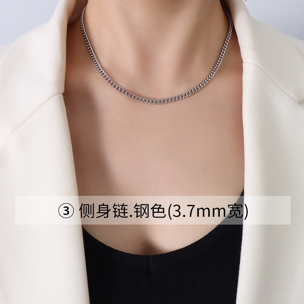 Collana da donna con catena a maglia O-ring placcata in oro 18 carati in acciaio al titanio geometrico minimalista
