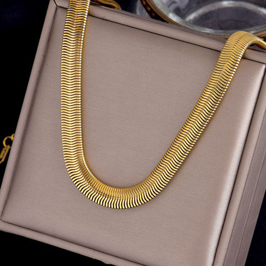 Collana a catena a serpente in acciaio al titanio minimalista punk geometrico bicolore oro e argento