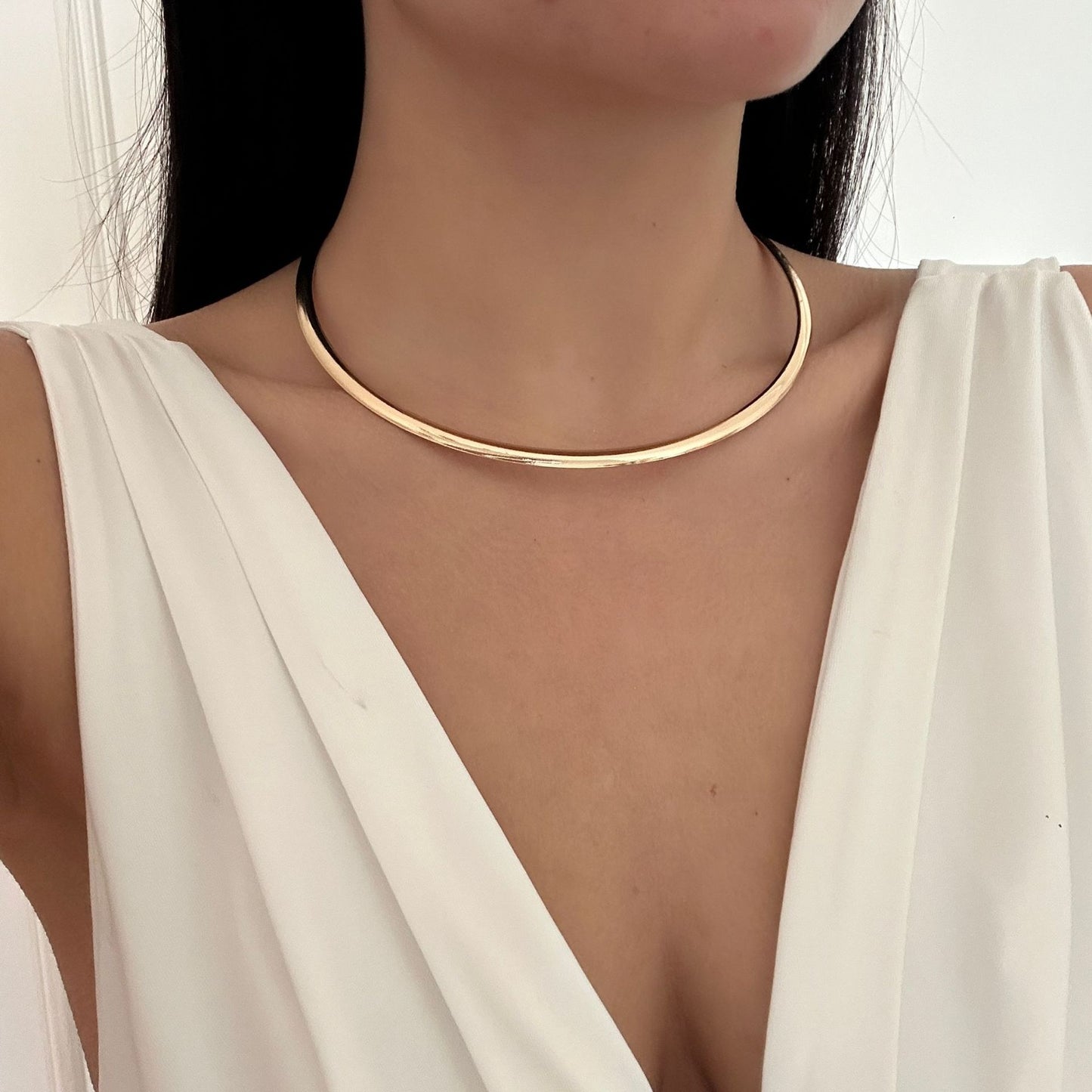 Collana girocollo da donna punk minimalista geometrica rotonda placcata in lega
