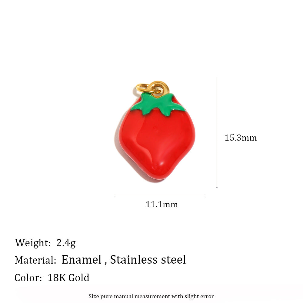 18K Gold Plated Stainless Steel Fruit Charm Bar