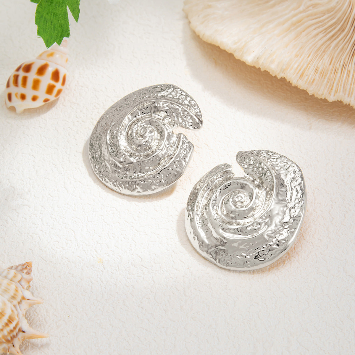 Elegant Plated Zinc Alloy Floral Geometric Hollow Irregular Ruffled Earrings for Women