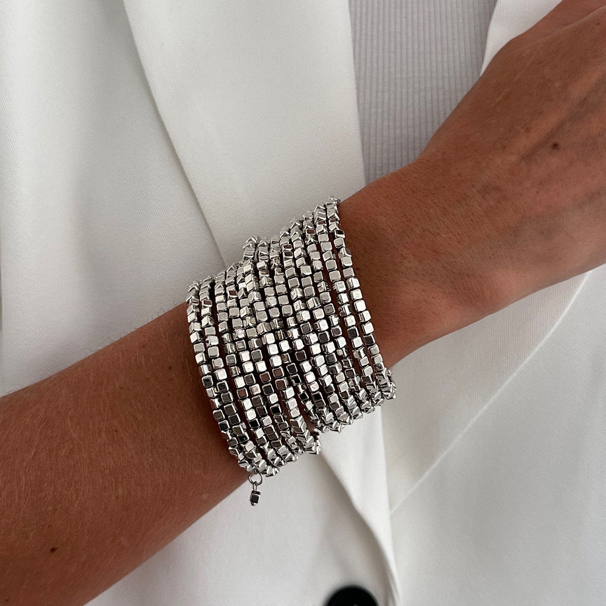 Luxury Gold Plated Brass Square Geometric Multi-layer Bracelet