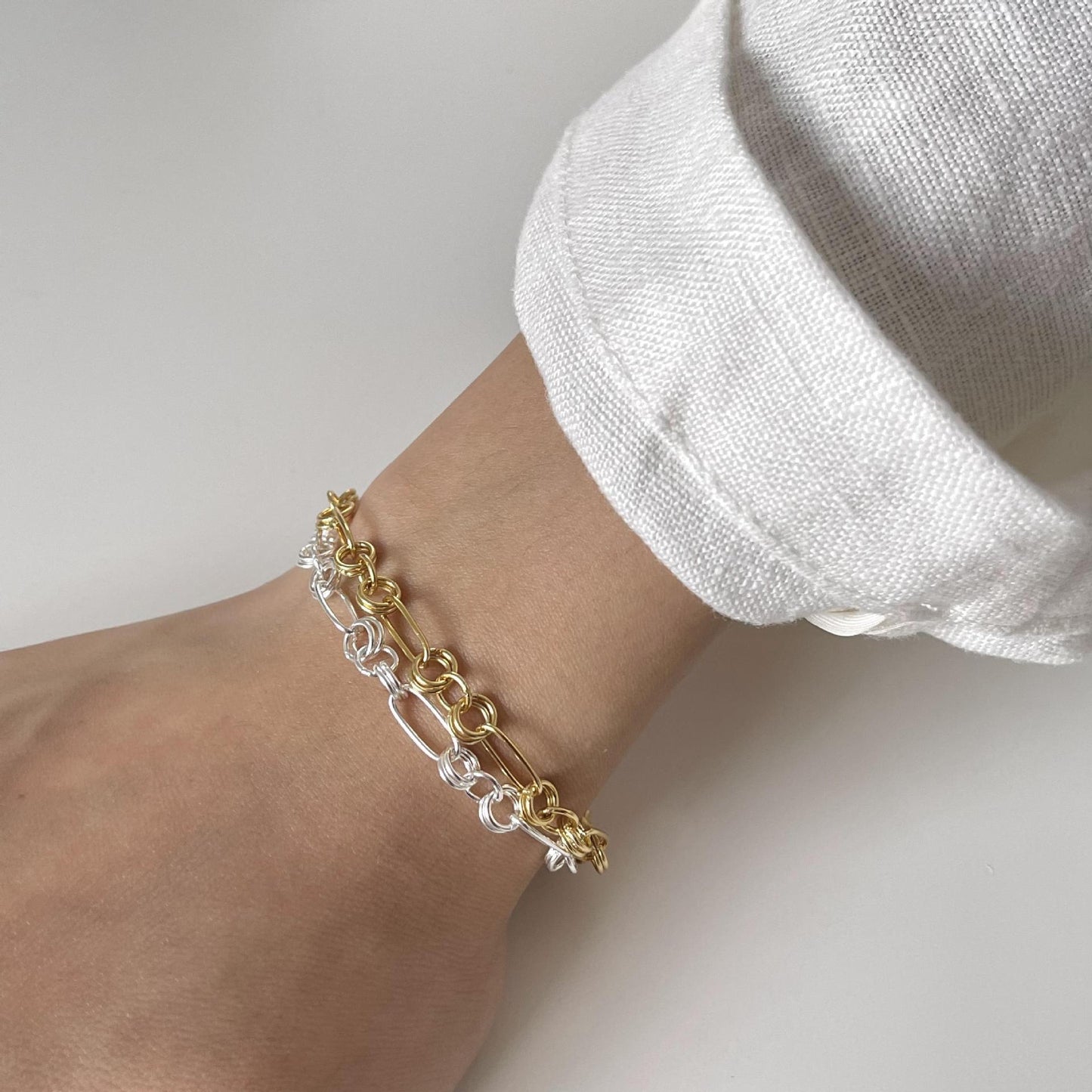 Minimalist 925 Sterling Silver Star Round Polka Dot Plated Cable Chain Bracelet for Women