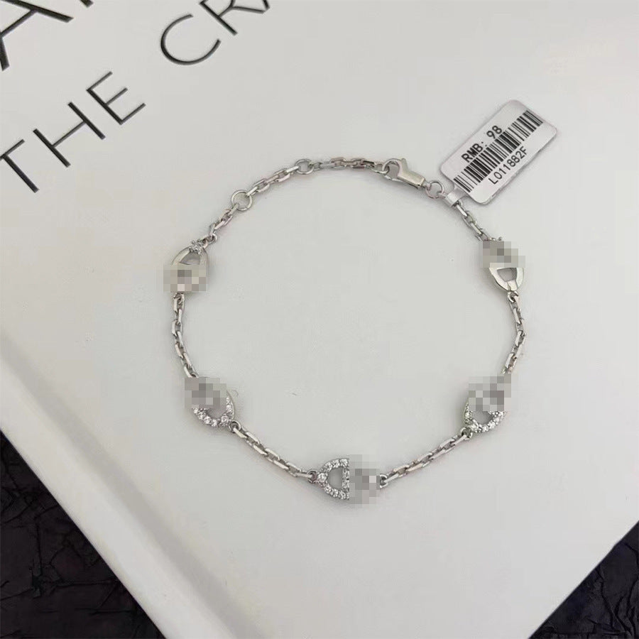 Luxury Elegant Brass Inlaid Cubic Zirconia Bracelet for Women