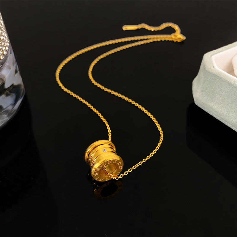 Casual Geometric Round Titanium Steel Plated Pendant Necklace for Unisex