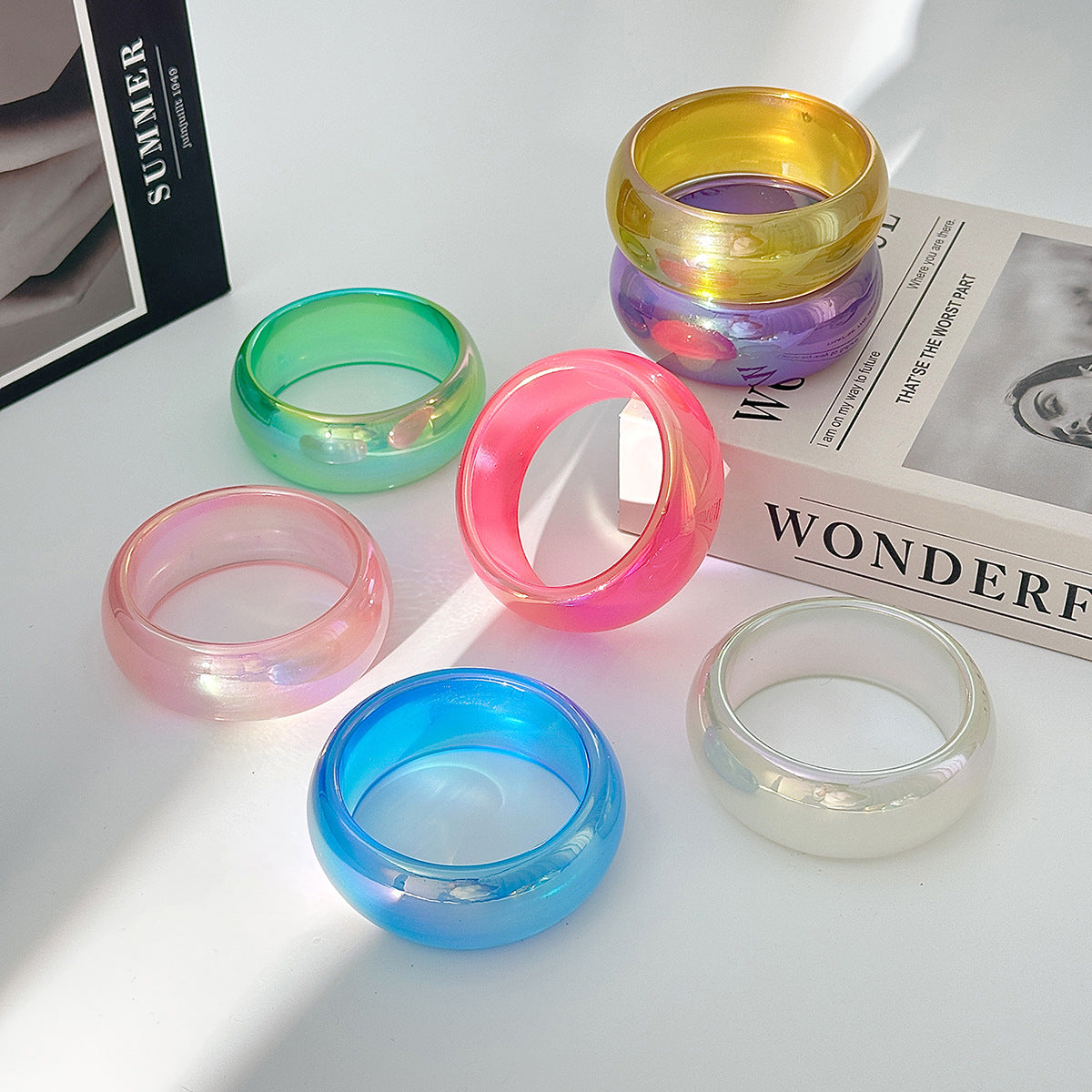 Minimalist Geometric Round Resin Bangle Bracelet