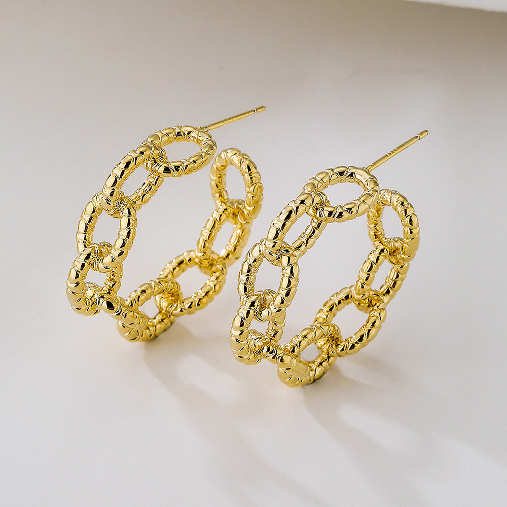 Orecchini irregolari geometrici in rame placcati oro 18K da donna, gioielli per orecchie alla moda e minimalisti