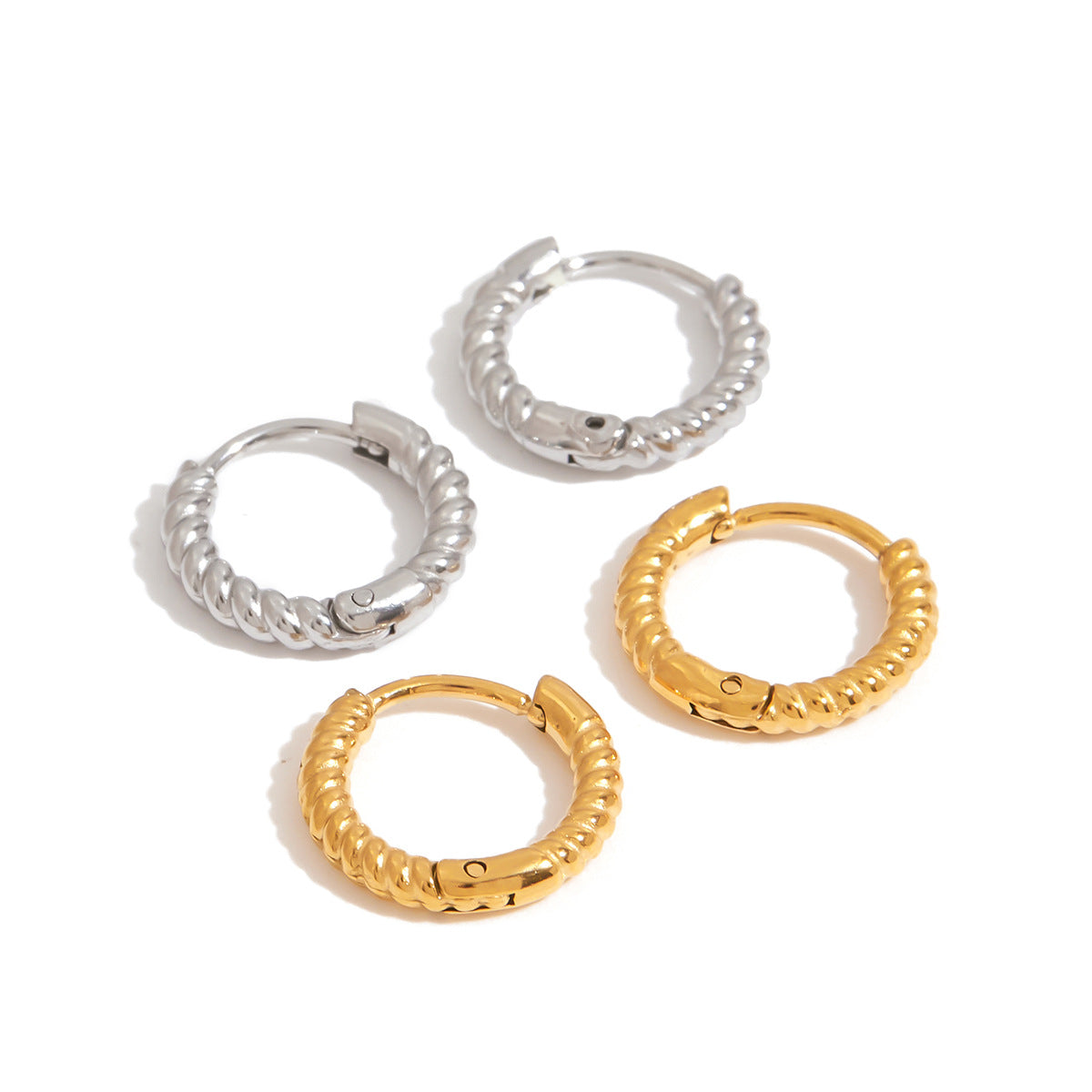 Orecchini a Cerchio Minimalisti Geometrici da Donna in Acciaio Inox con Finitura Placcata