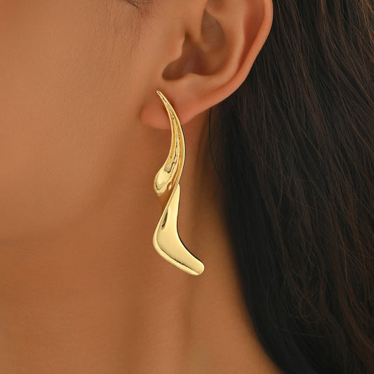 Pendientes de botón minimalistas geométricos de aleación de zinc pulido con postes de acero inoxidable para mujer