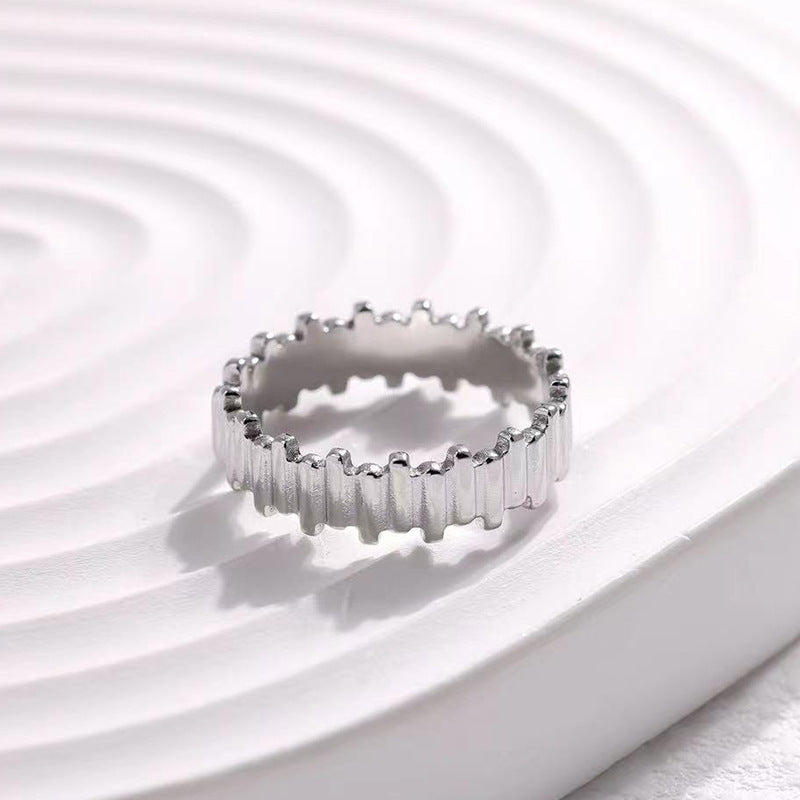 Minimalist Geometric Stainless Steel Open Ring for Women with Plated Finish Cold-Tone Fashion Ring