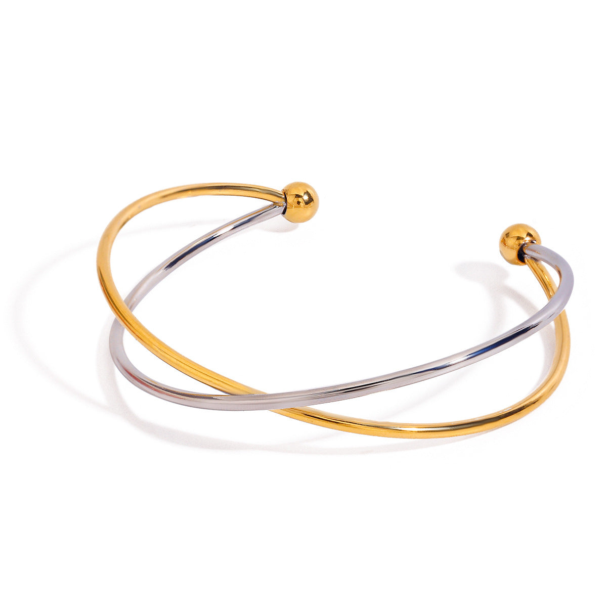 Geometric Plated Stainless Steel Cross Bracelet