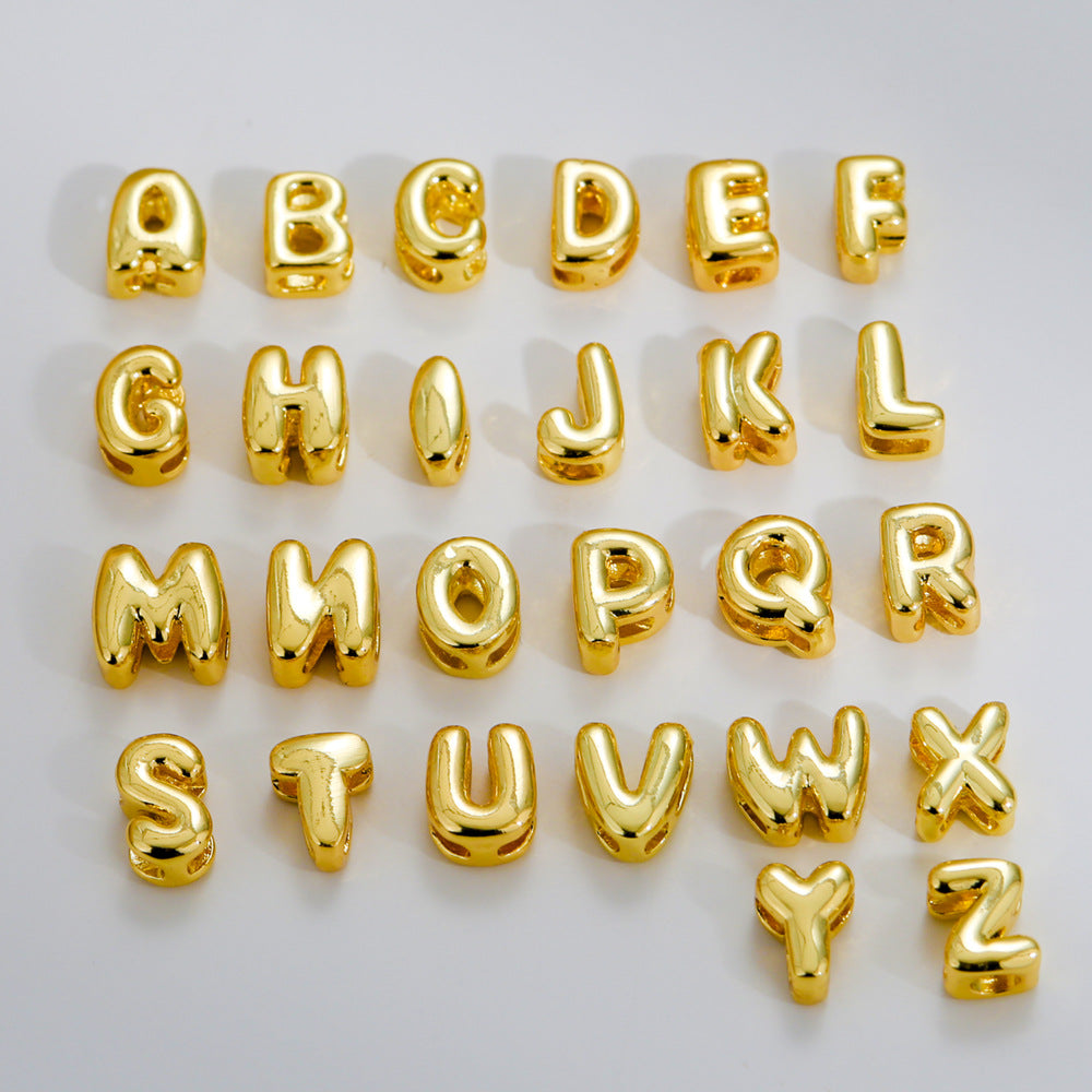 Gold Plated Brass Letter Pendant Stainless Steel Box Chain Necklace Charm Bar