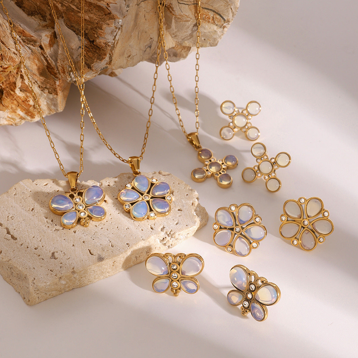 Minimalist Butterfly Pendant Necklace in Stainless Steel with Rhinestone Accents for Women