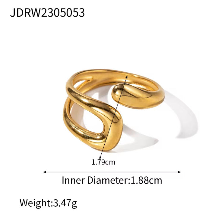 Anillo minimalista geométrico de acero inoxidable con baño de oro para uso unisex