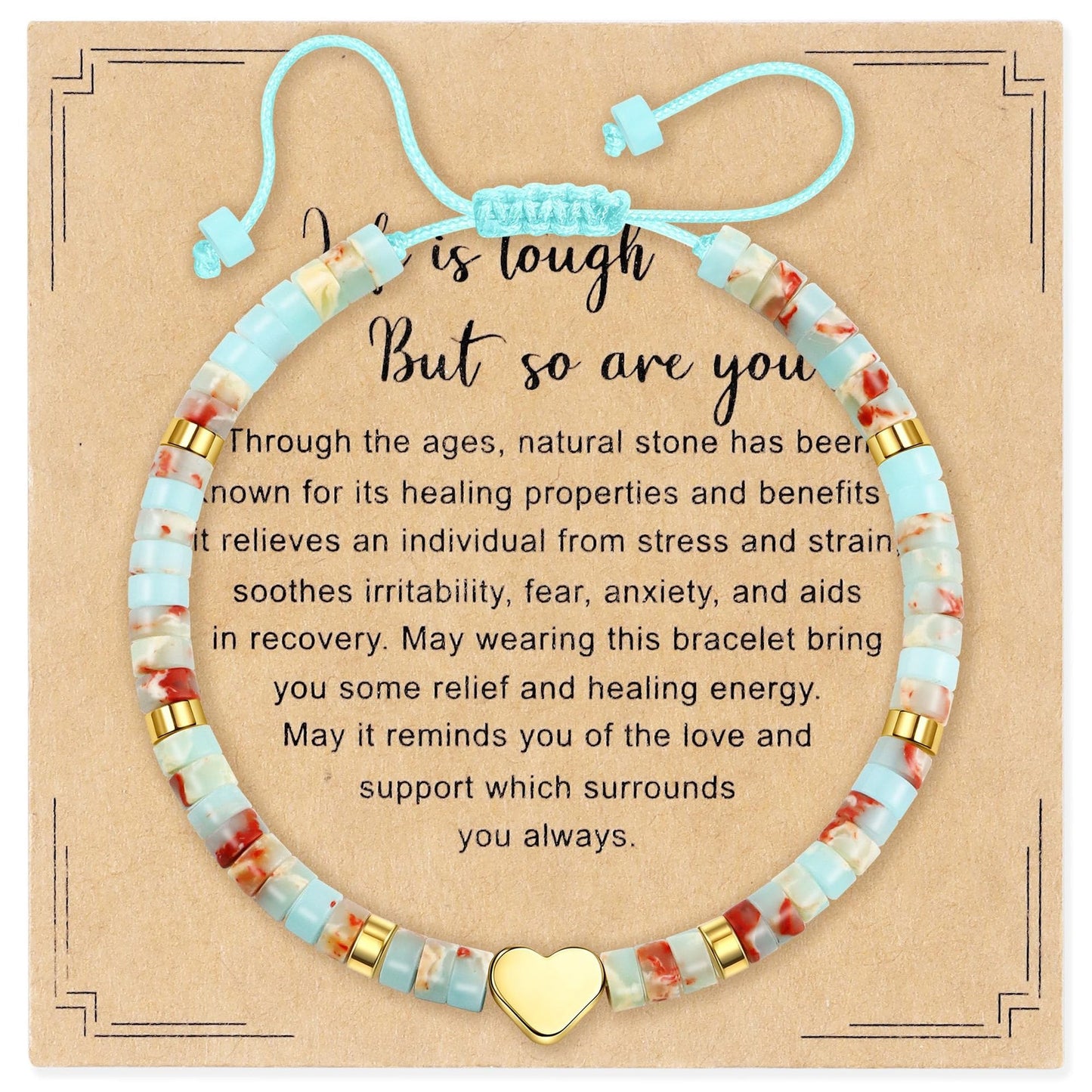 Elegant Heart Geometric Natural Gemstone Beaded Bracelet for Women