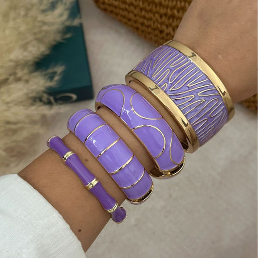 Pulsera Elástica Abierta de Aleación con Baño de Aceite de Goteo Geométrica Bohemio Colorido