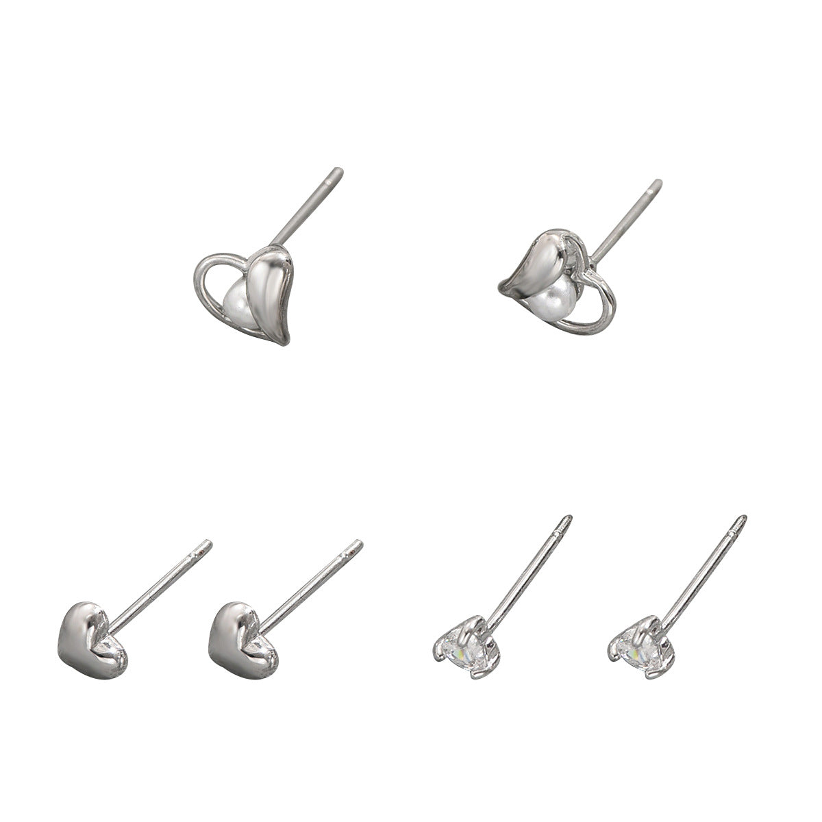 Pendientes de Cobre en Forma de Corazón con Perlas Incrustadas Estilo Bosque Dulce para Mujer con Postes de Acero Inoxidable