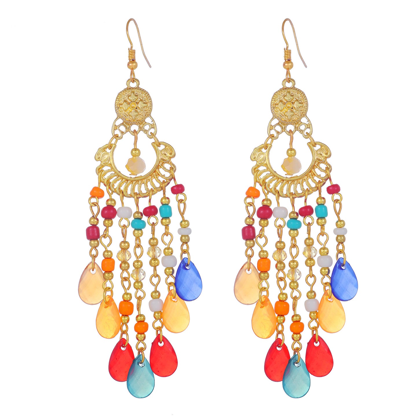 Bohemian Vintage Geometric Teardrop Hollow Tassel Drop Earrings for Women