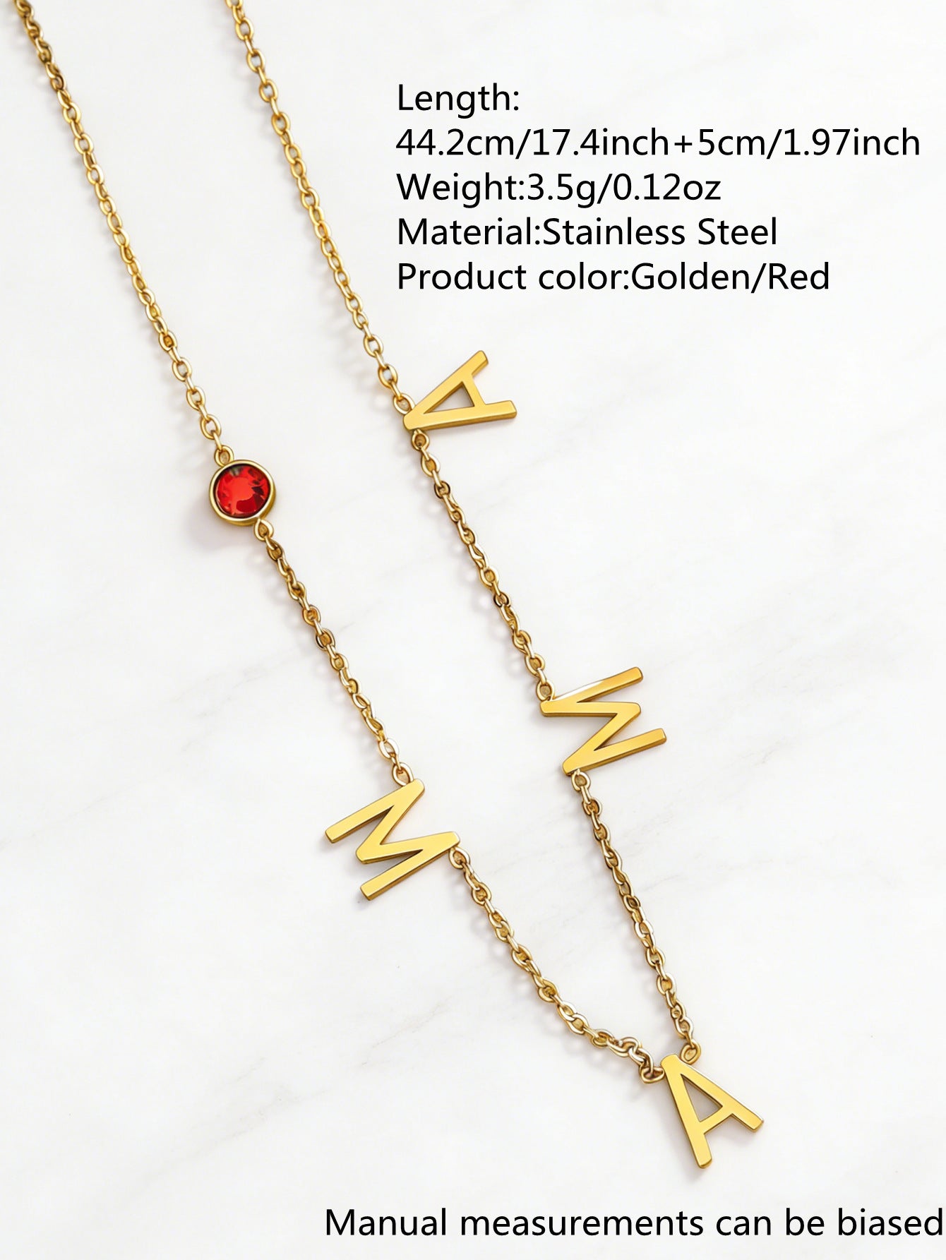Elegant 18K Gold Plated Stainless Steel Letter Cubic Zirconia Necklace for Women