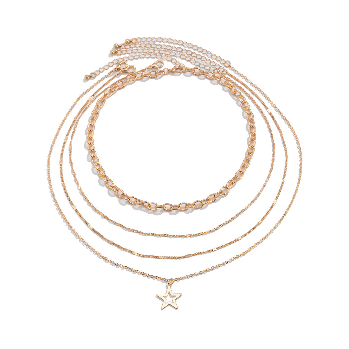 Minimalist Star-Shaped Pendant Necklace for Women with Zinc Alloy Construction and Electroplated Finish on Delicate Cross Chain