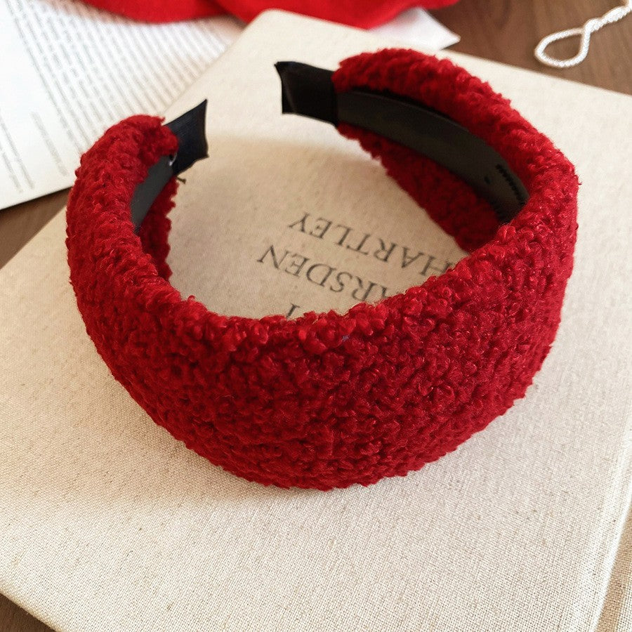 Elegante Cerchietto Francese Vintage in Velluto Rosso da Donna con Design Rotondo Minimalista Chic Copricapo per Acconciature con Corona Alta