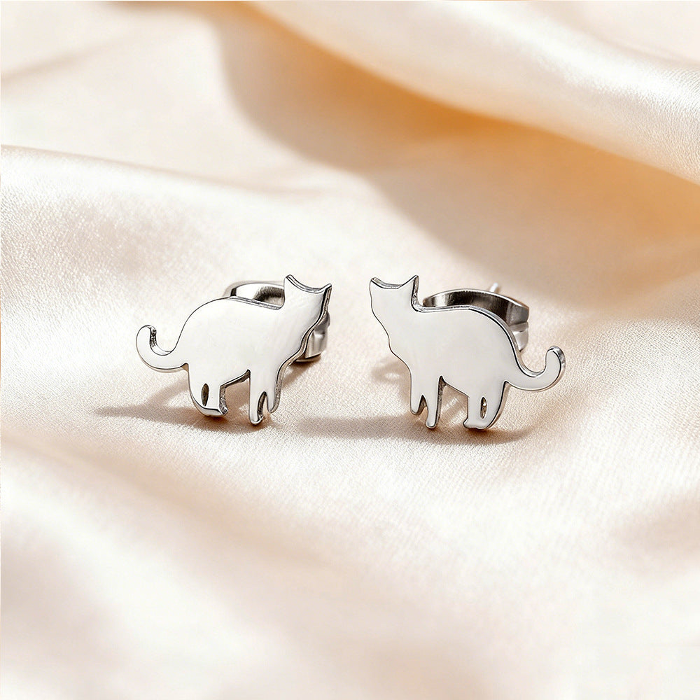 Luxury Elegant Geometric Moon Star Stainless Steel Plated Stud Earrings for Women