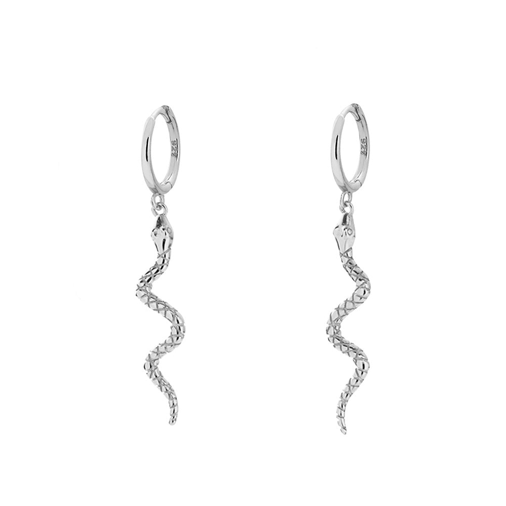 Orecchini a clip creativi a forma di animale in argento sterling S925 con intarsio di strass e finitura smaltata, unisex