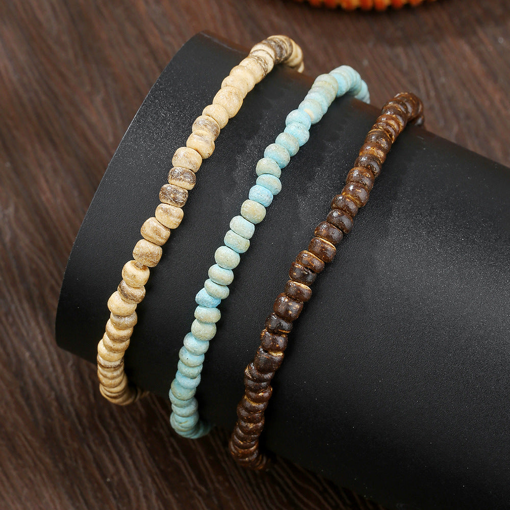 Bohemian Geometric Wood Bead Bracelet Unisex