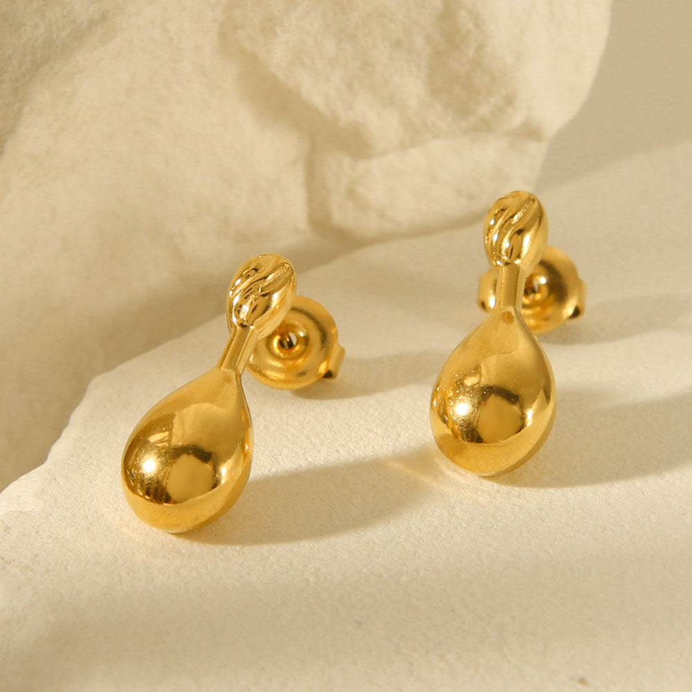 Aretes de acero inoxidable con diseño geométrico de gota de agua chapado en oro de 18 quilates de moda para mujer