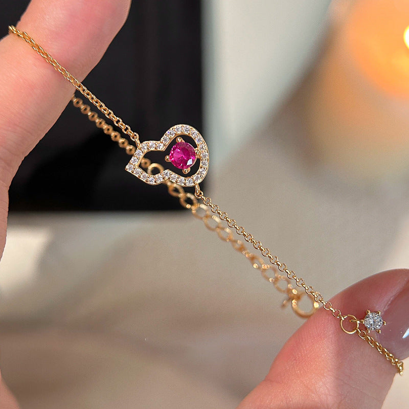 Elegant Luxury Floral Cubic Zirconia Inlaid Zinc Alloy Plated Bracelet for Women