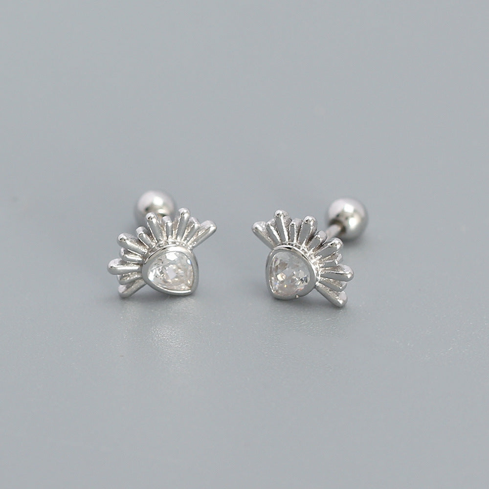 Manoette a filo passante minimaliste a forma di goccia in argento sterling S925 con intarsi di strass per donna