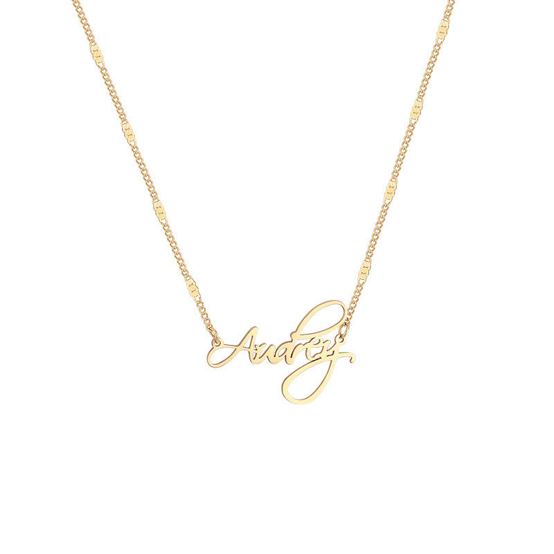 Minimalist Letter Pendant Necklace for Women and Men Titanium Steel Plated Clavicle Chain with Geometric Alphabet Design
