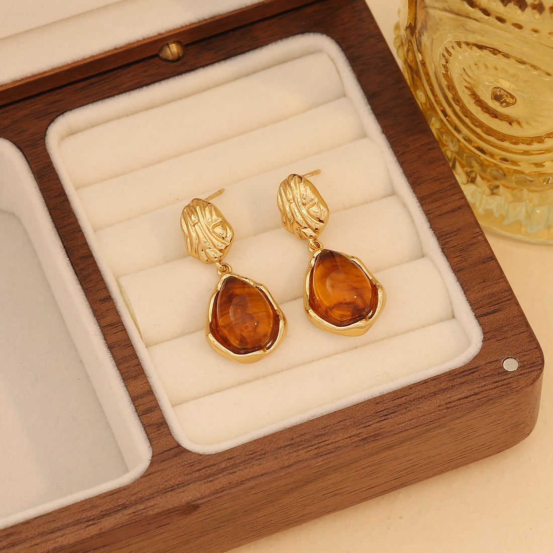 Vintage Geometric Stainless Steel Stud Earrings with Electroplating Finish for Women