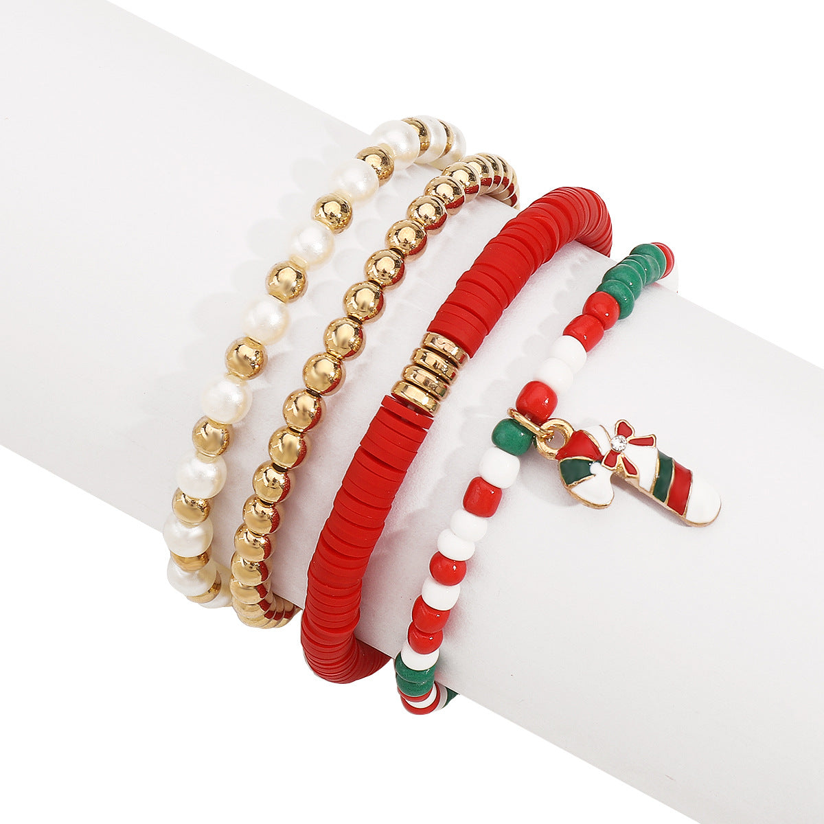 Cartoon Christmas Character Pendant Adjustable Beaded Bracelet with Snowflake and Santa Bell Accents for Women and Men