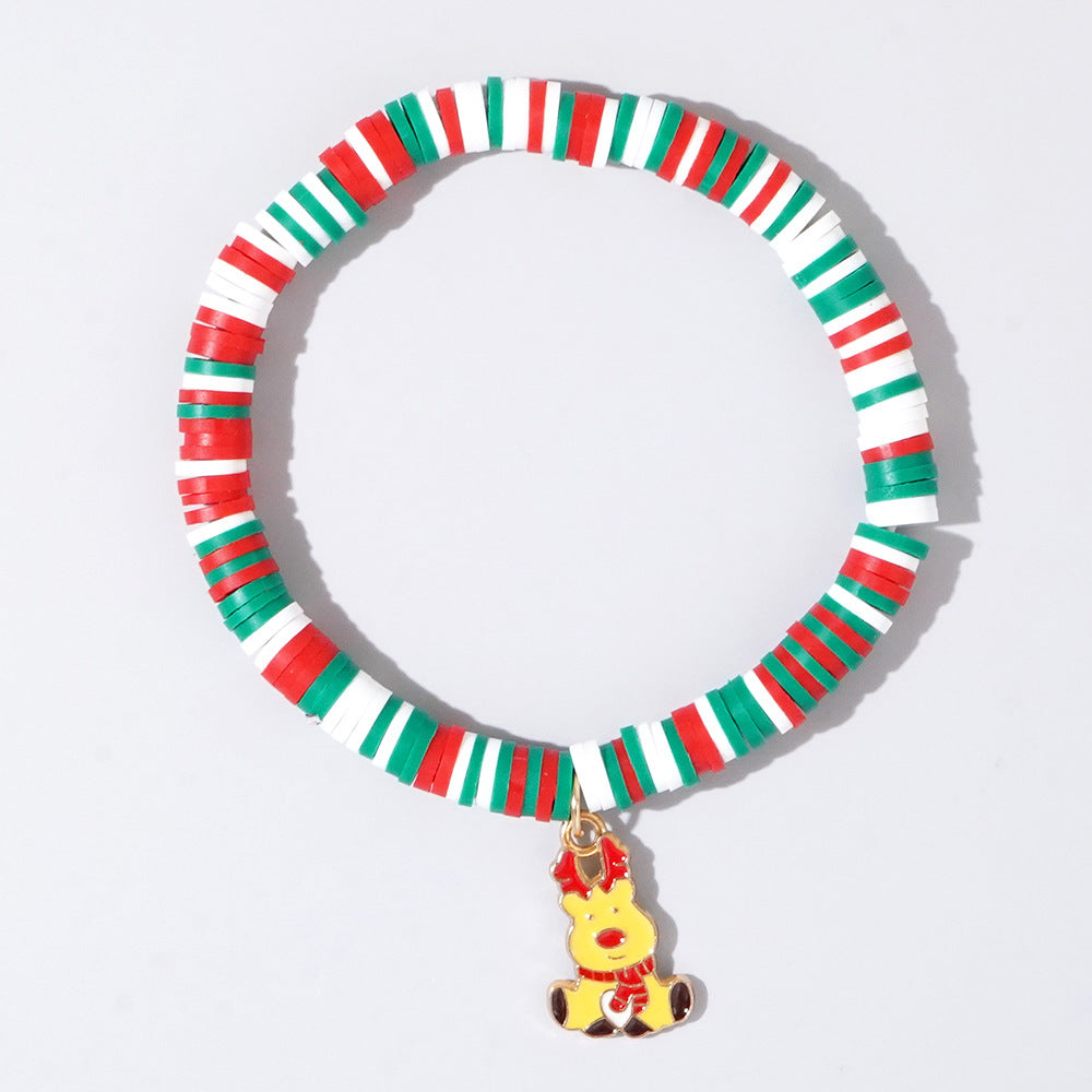 Sweet Handmade Resin Letter Geometric Beaded Bracelet Set Christmas Gift