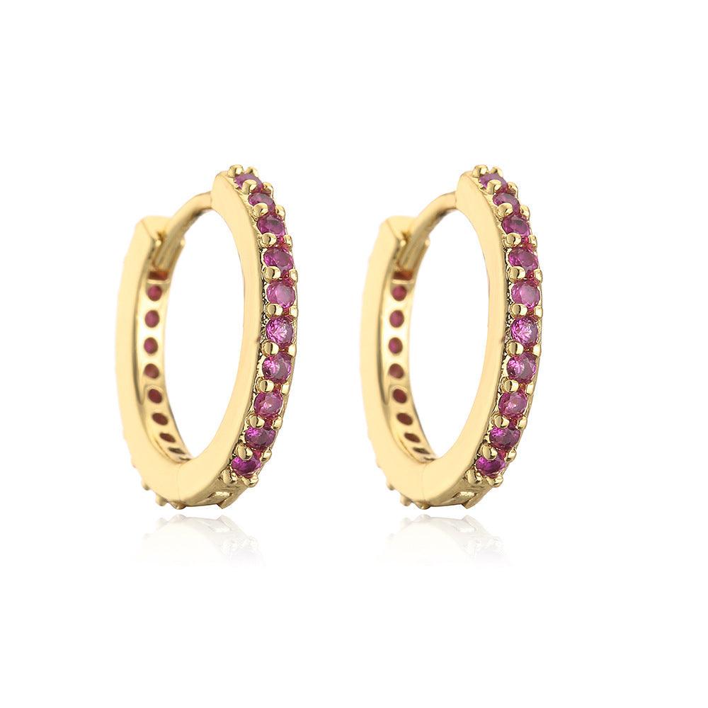 Minimalist Geometric Hoop Earrings for Women in Copper with Micro-Pave Setting