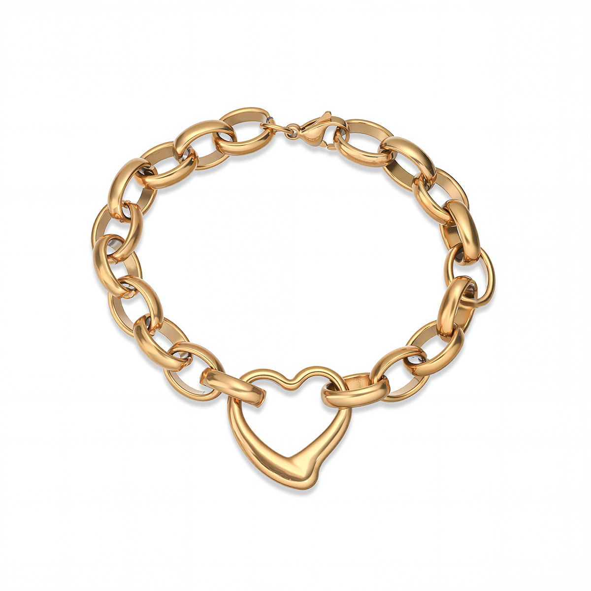 Minimalist Heart Geometric Stainless Steel PVD Pendant Necklace for Women