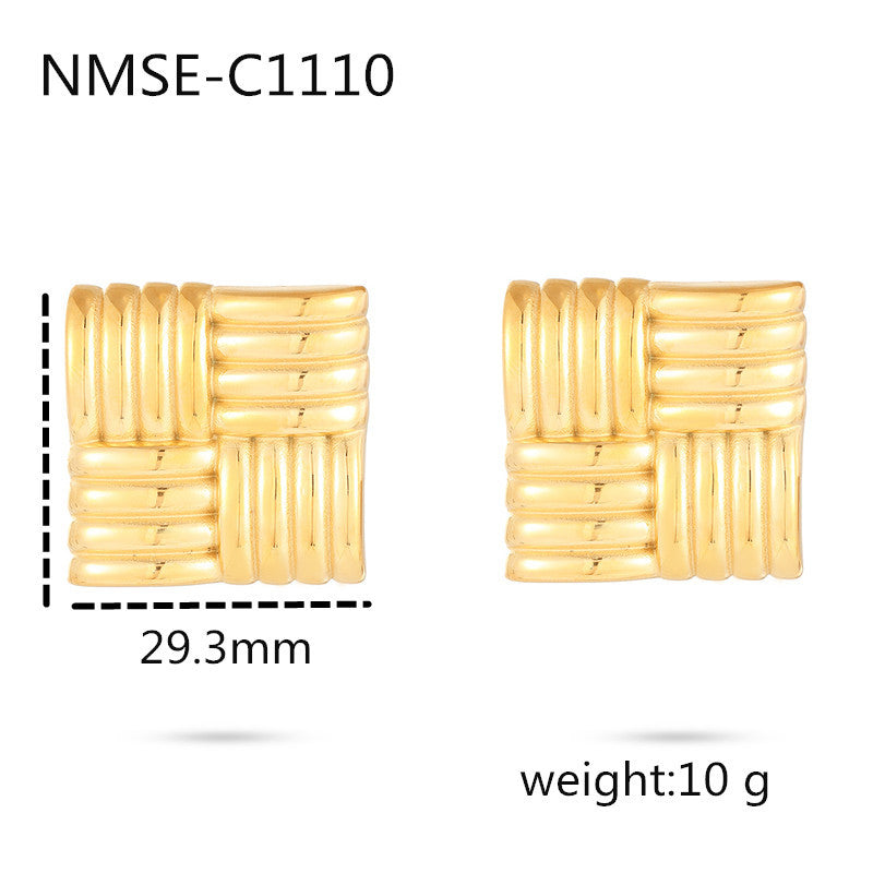 Orecchini Minimalisti Quadrati in Acciaio al Titanio Placcati Oro 18K da Donna