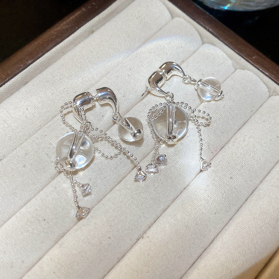 Orecchini a perno geometrici minimalisti in cristallo con perni in acciaio placcato argento da donna