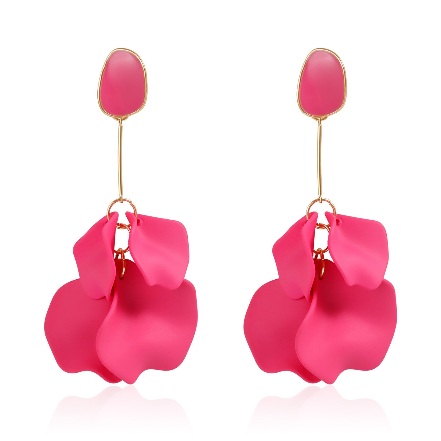 Vintage Floral Resin Stud Earrings for Women with Geometric Petal Shape and Plated Finish
