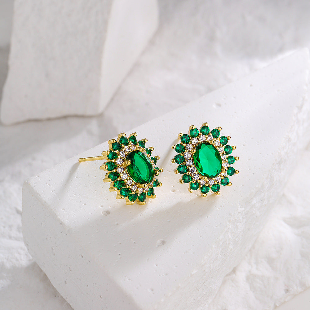 Minimalist Geometric Stud Earrings for Women Copper Base with 18K Gold Plating and Micro-Pave Zirconia