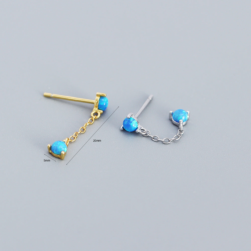 Orecchini pendenti eleganti in argento sterling 925 a nappa geometrica rotonda con opale