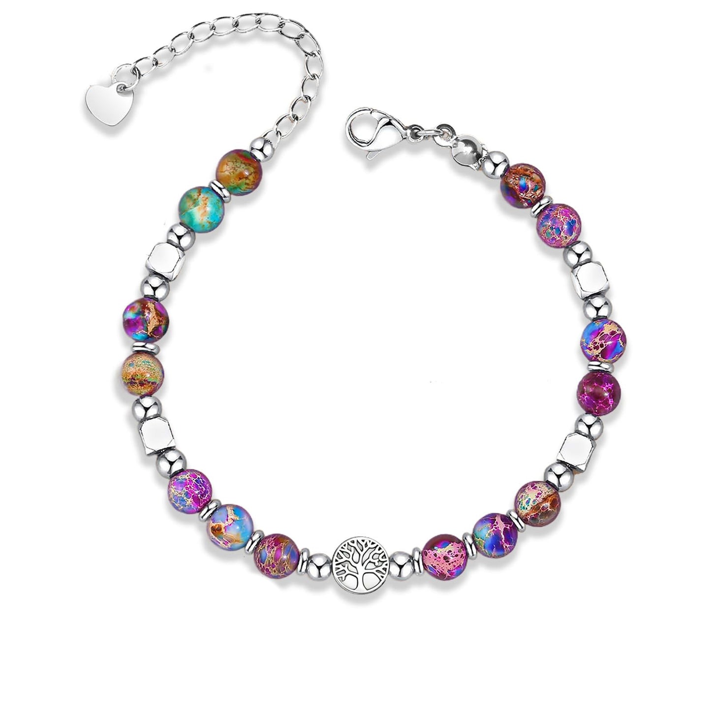 Natural Stone Geometric Round Beaded Charm Bar Unisex Gift