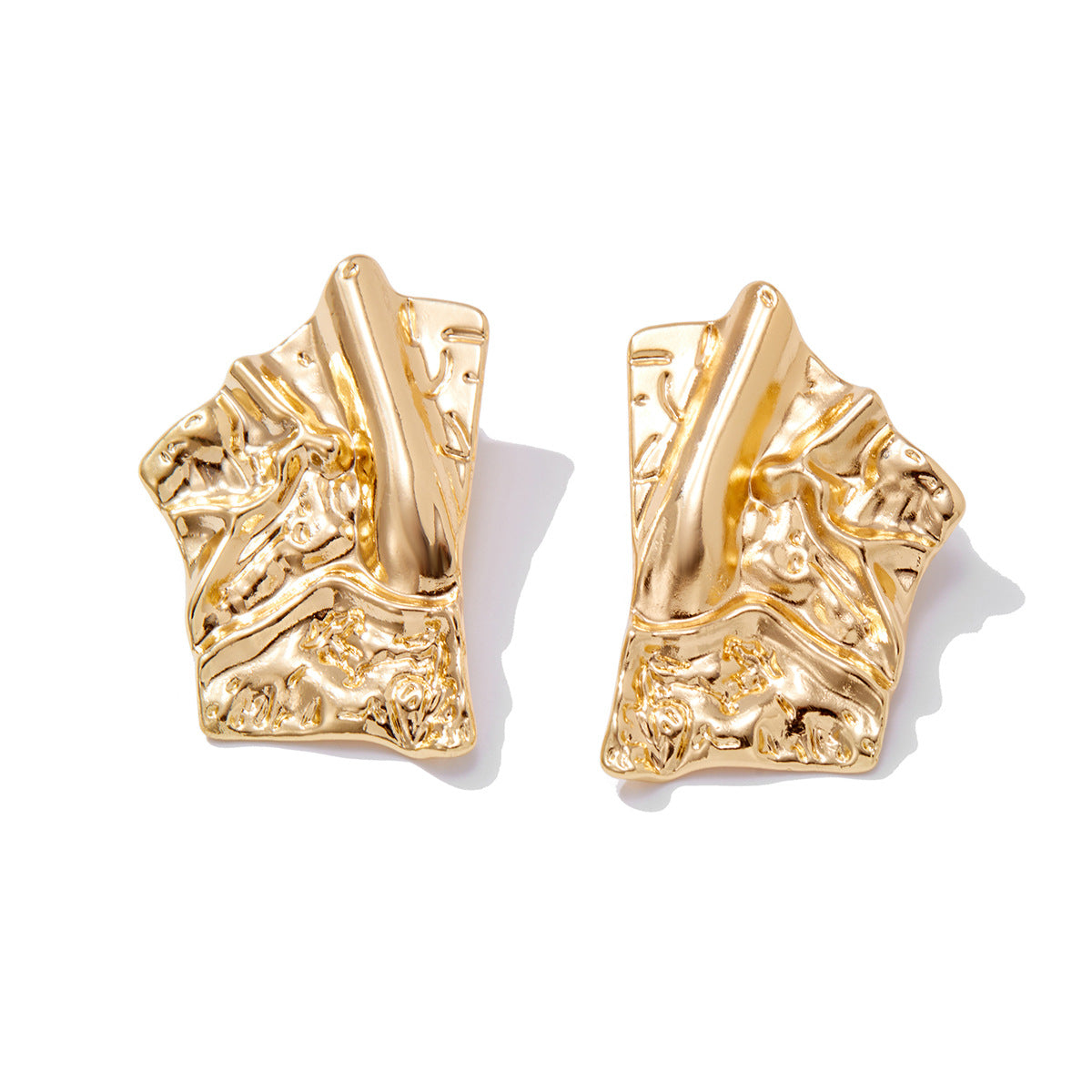 Pendientes de tuerca minimalistas geométricos con forma de anillo líquido para mujer, con aleación galvanizada y postes de acero inoxidable