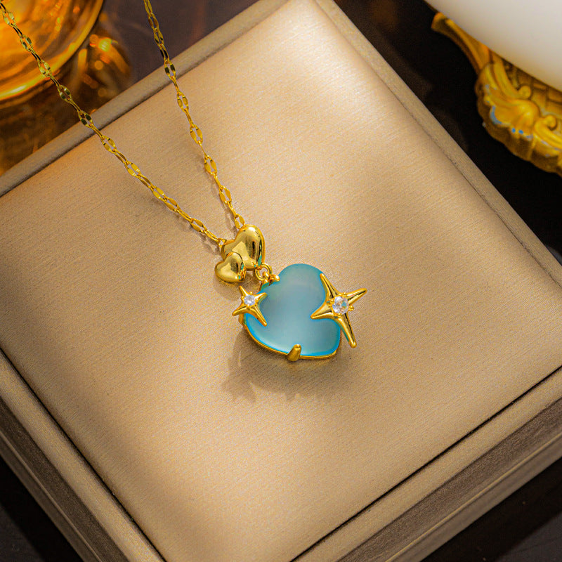 Minimalist Cold-Tone Heart-Shaped Titanium Steel Pendant Necklace with Electroplated Finish for Women