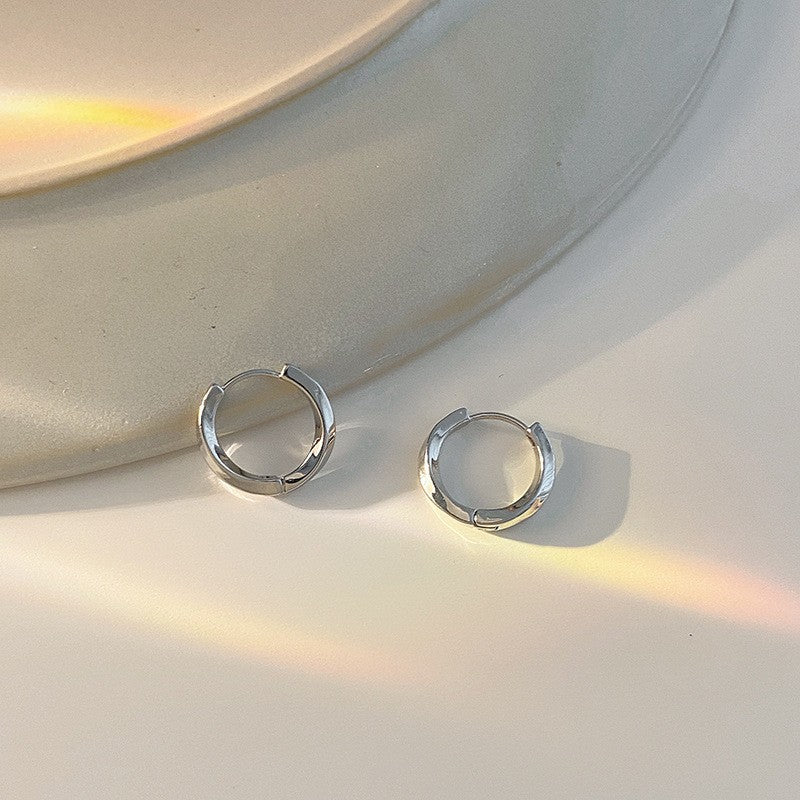 Orecchini a Cerchio Minimalisti Geometrici da Donna in Rame Placcato Oro, Orecchini Semplici a Perno Rotondi