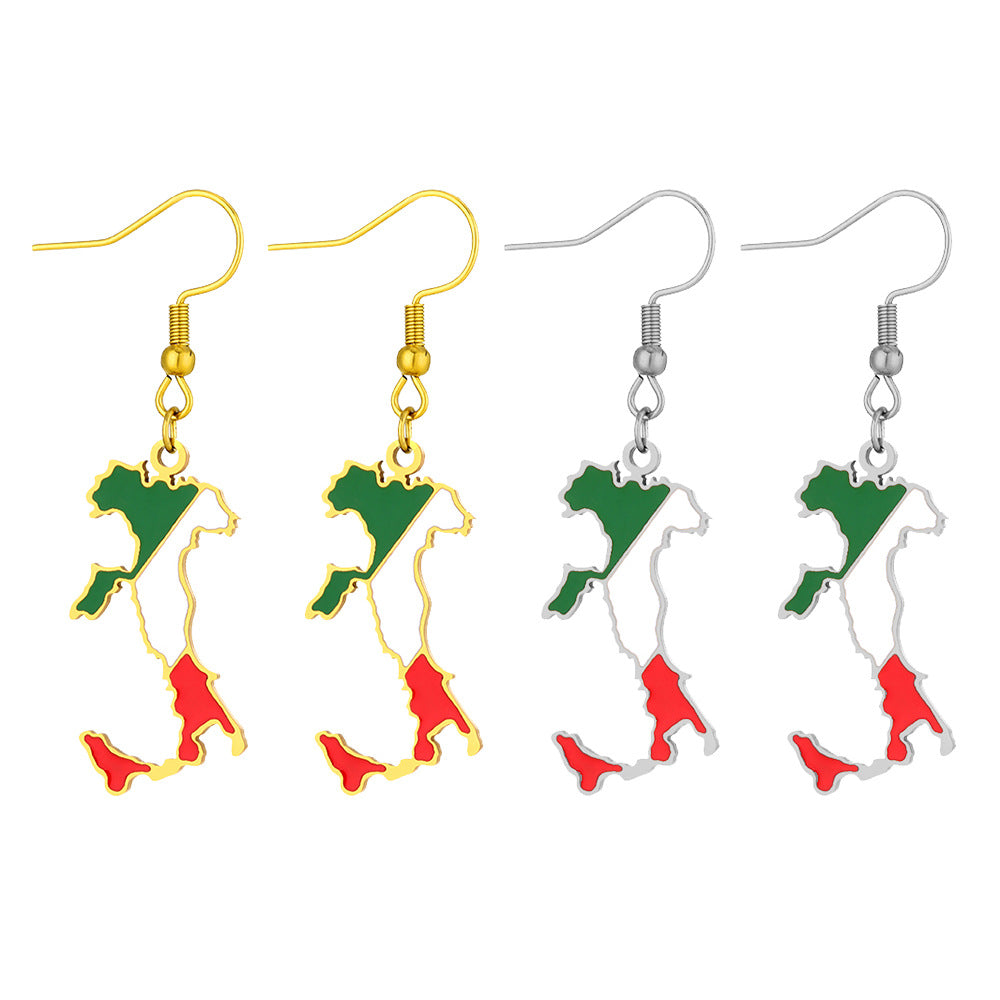 Pendientes de acero inoxidable de esmalte vintage geométricos para mujer
