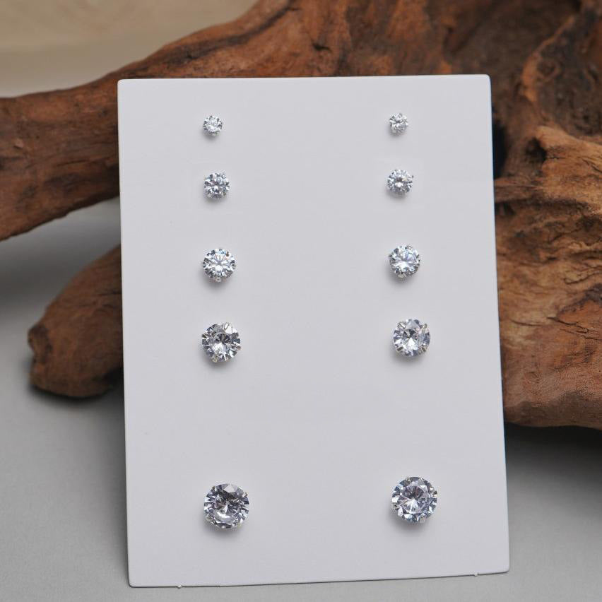 Orecchini a perno geometrici da donna in elegante argento sterling 925 con zirconi cubici